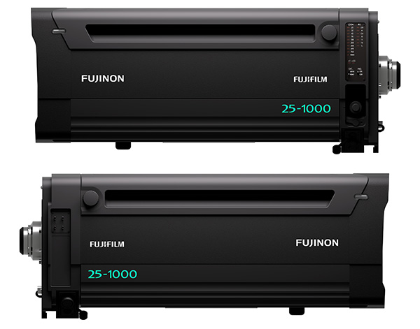 Fujinon HZK25-1000mm obiettivo zoom broadcast di tipo box, che offre supporto sia alle videocamere Super 35mm sia alle Full Frame
