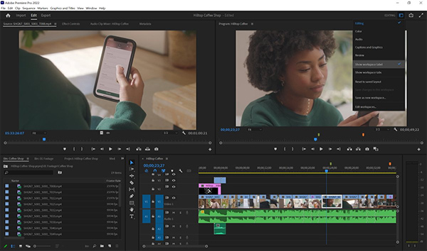 Adobe Premiere Pro nuova header bar