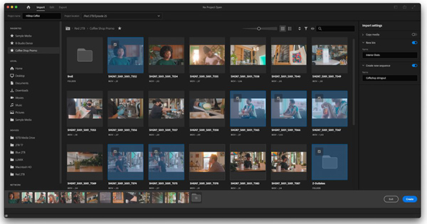 Adobe Premiere Pro nuovo pannello importazione contenuti