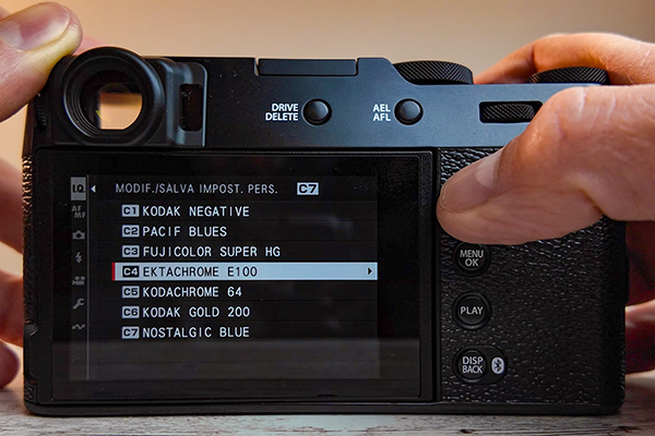 Fujifilm X100VI menu simulazione Kodak Ektachrome