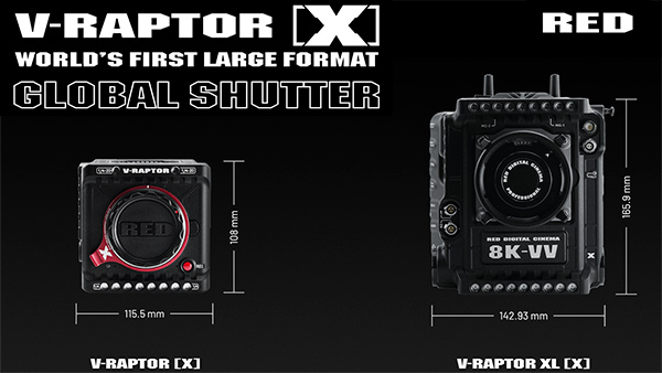 RED V-RAPTOR [X] e V-RAPTOR XL [X] sensore global shutter 8K 120p 4K 240p